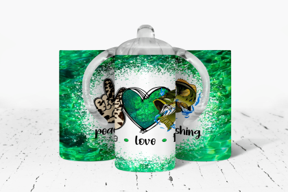 Peace Love Fishing Insulated Kids Dual Lid Sippy Cup Tumbler