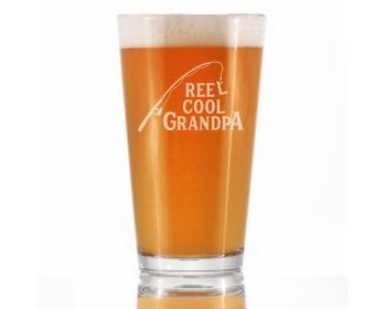 Reel Cool Grandpa Pint Glass for Beer - Fishing Gifts