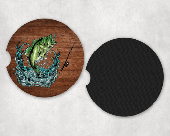 Fishing Neoprene Car Coaster Set (Color: 2892-312, size: )