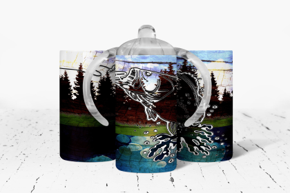 Fishing Insulated Kids Dual Lid Sippy Cup Tumbler (size: )