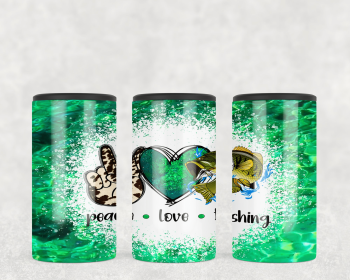 Peace Love Fishing  Steel can hugger - optional speaker (size: )