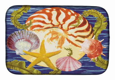 Sealife Themed Dish Drying Mat (Color: Nautilus And Gulf And Sundial, size: 14 x 21)