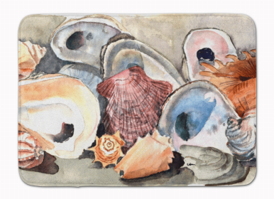 Sealife Themed Art/Painting Machine Washable Memory Foam Mat (Color: Sea Shells, size: 27 x 19)