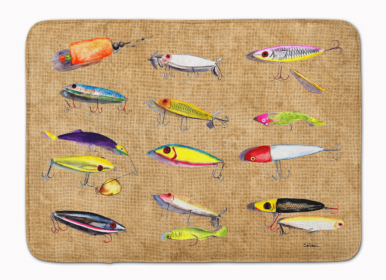 Sealife Themed Art/Painting Machine Washable Memory Foam Mat (Color: Fishing Lures, size: 27 x 19)