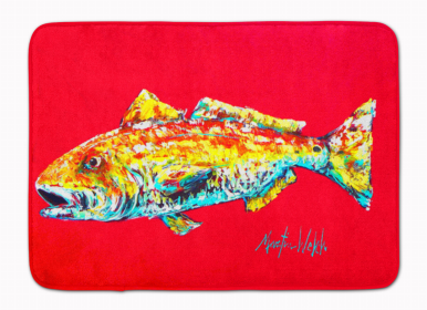 Sealife Themed Art/Painting Machine Washable Memory Foam Mat (Color: Red Fish Alphonzo, size: 27 x 19)