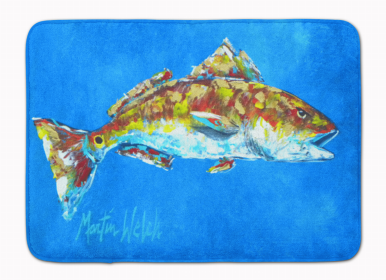 Sealife Themed Art/Painting Machine Washable Memory Foam Mat (Color: Red Fish Seafood Two, size: 27 x 19)