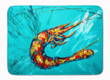 Sealife Themed Art/Painting Machine Washable Memory Foam Mat (Color: Shrimp Teal Shrimp, size: 27 x 19)