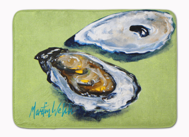 Sealife Themed Art/Painting Machine Washable Memory Foam Mat (Color: Oysters Two Shells, size: 27 x 19)