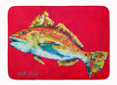 Sealife Themed Art/Painting Machine Washable Memory Foam Mat (Color: Red Fish Woo Hoo, size: 27 x 19)