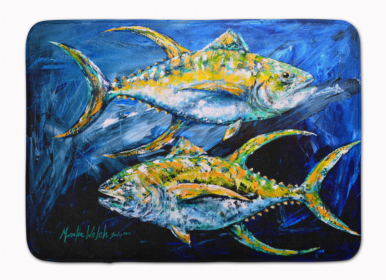 Sealife Themed Art/Painting Machine Washable Memory Foam Mat (Color: Fish - Tuna Tuna Blue, size: 27 x 19)