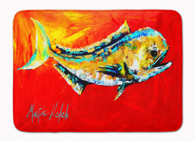 Sealife Themed Art/Painting Machine Washable Memory Foam Mat (Color: Danny Dolphin Fish, size: 27 x 19)