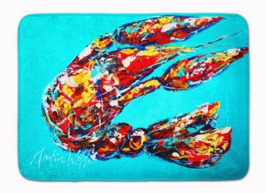 Sealife Themed Art/Painting Machine Washable Memory Foam Mat (Color: Lucy the Crawfish in blue, size: 27 x 19)