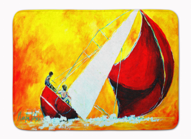 Sealife Themed Art/Painting Machine Washable Memory Foam Mat (Color: Sailboat Break Away, size: 27 x 19)