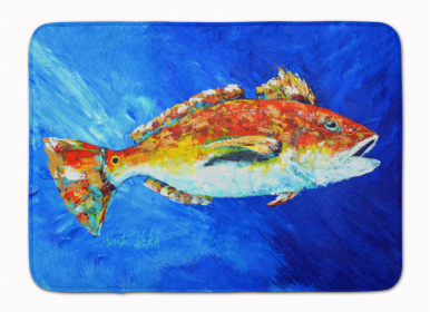 Sealife Themed Art/Painting Machine Washable Memory Foam Mat (Color: Red Fish White Spin, size: 27 x 19)