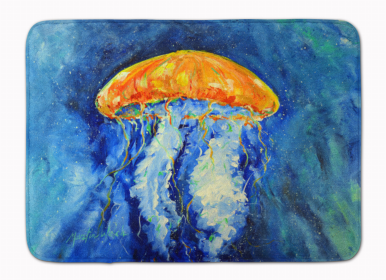 Sealife Themed Art/Painting Machine Washable Memory Foam Mat (Color: Calm Water Jellyfish, size: 27 x 19)