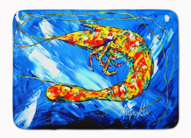 Sealife Themed Art/Painting Machine Washable Memory Foam Mat (Color: Ice Blue Shrimp, size: 27 x 19)