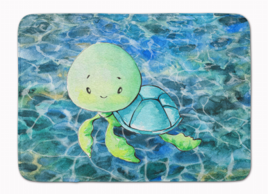 Sealife Themed Art/Painting Machine Washable Memory Foam Mat (Color: Turtles, size: 27 x 19)