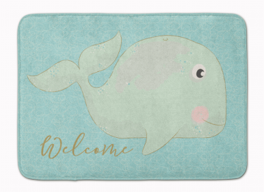Sealife Themed Art/Painting Machine Washable Memory Foam Mat (Color: Whale Welcome, size: 27 x 19)