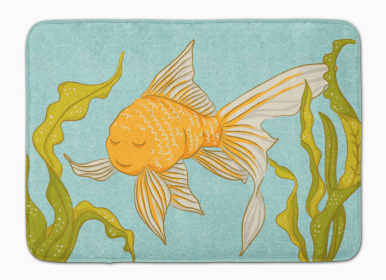 Sealife Themed Art/Painting Machine Washable Memory Foam Mat (Color: Gold Fish, size: 27 x 19)