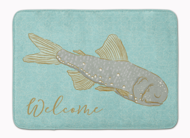 Sealife Themed Art/Painting Machine Washable Memory Foam Mat (Color: Fish Welcome, size: 27 x 19)