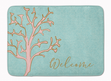 Sealife Themed Art/Painting Machine Washable Memory Foam Mat (Color: Coral Welcome, size: 27 x 19)