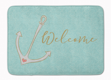 Sealife Themed Art/Painting Machine Washable Memory Foam Mat (Color: Anchor Welcome, size: 27 x 19)