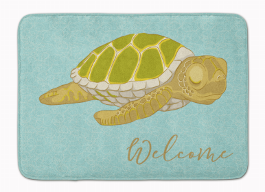 Sealife Themed Art/Painting Machine Washable Memory Foam Mat (Color: Sea Turtle Welcome, size: 27 x 19)