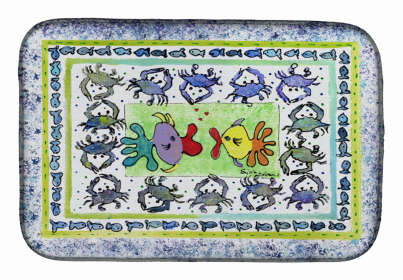 Sealife Themed Dish Drying Mat (Color: Fish/Kissing Fish, size: 14 x 21)