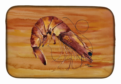 Sealife Themed Dish Drying Mat (Color: Cooked Shrimp Spicy Hot, size: 14 x 21)