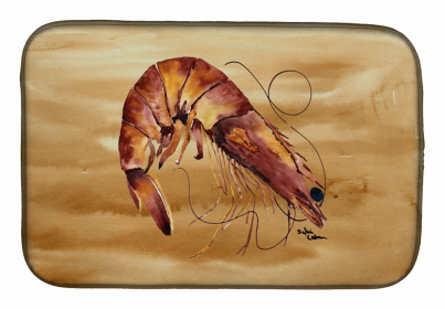 Sealife Themed Dish Drying Mat (Color: Cooked Shrimp  Sandy B, size: 14 x 21)