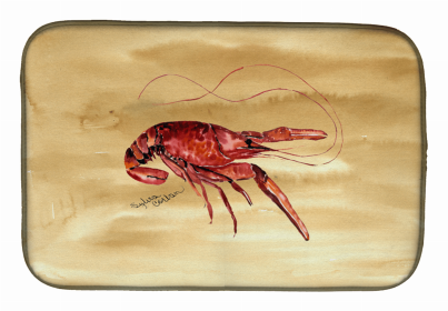 Sealife Themed Dish Drying Mat (Color: Crawfish 1, size: 14 x 21)