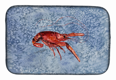 Sealife Themed Dish Drying Mat (Color: Crawfish 2, size: 14 x 21)