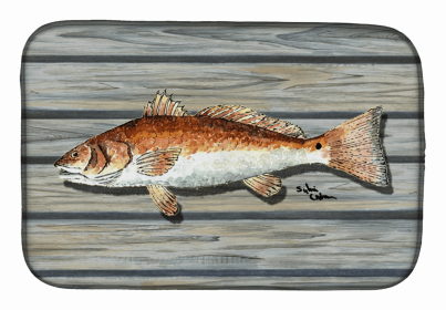 Sealife Themed Dish Drying Mat (Color: Fish/Red Fish 1, size: 14 x 21)