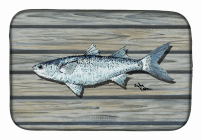 Sealife Themed Dish Drying Mat (Color: Mullet Fish on Pier, size: 14 x 21)