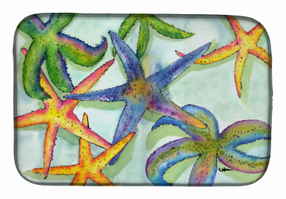 Sealife Themed Dish Drying Mat (Color: Starfish, size: 14 x 21)