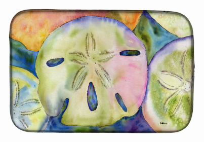 Sealife Themed Dish Drying Mat (Color: Sand Dollar, size: 14 x 21)
