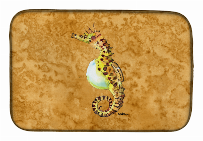 Sealife Themed Dish Drying Mat (Color: Male Seahorse, size: 14 x 21)