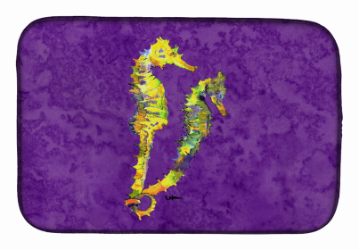 Sealife Themed Dish Drying Mat (Color: Seahorse Couple, size: 14 x 21)