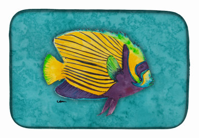 Sealife Themed Dish Drying Mat (Color: Tropical Fish, size: 14 x 21)