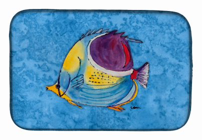Sealife Themed Dish Drying Mat (Color: Tropical, size: 14 x 21)