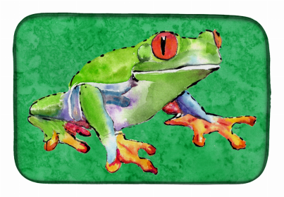Sealife Themed Dish Drying Mat (Color: Green Tree Frog, size: 14 x 21)
