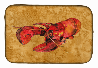 Sealife Themed Dish Drying Mat (Color: Cooked Lobster, size: 14 x 21)