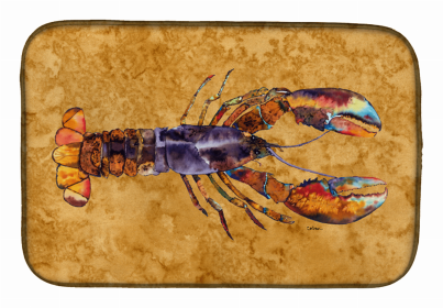 Sealife Themed Dish Drying Mat (Color: Fresh Lobster, size: 14 x 21)