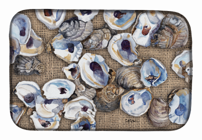 Sealife Themed Dish Drying Mat (Color: Oyster, size: 14 x 21)