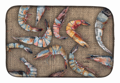 Sealife Themed Dish Drying Mat (Color: Shrimp, size: 14 x 21)