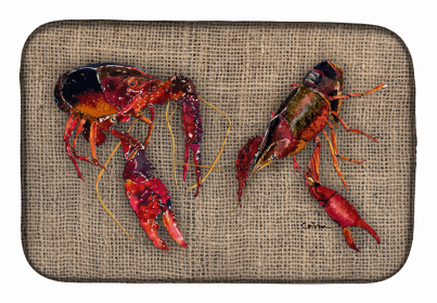 Sealife Themed Dish Drying Mat (Color: Crawfish, size: 14 x 21)