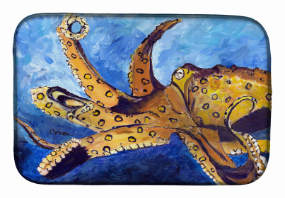 Sealife Themed Dish Drying Mat (Color: Octopus, size: 14 x 21)