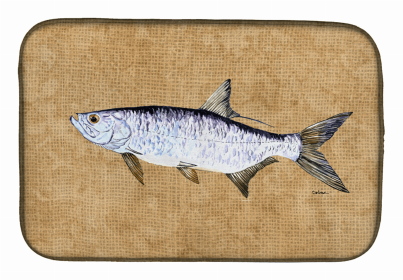 Sealife Themed Dish Drying Mat (Color: Tarpon, size: 14 x 21)