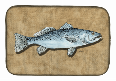 Sealife Themed Dish Drying Mat (Color: Speckled Trout, size: 14 x 21)
