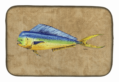 Sealife Themed Dish Drying Mat (Color: Dolphin Mahi Mahi, size: 14 x 21)